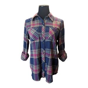 Bass Pro Shop Natural Reflections Plaid 100% Cotton Flannel Shirt Size M